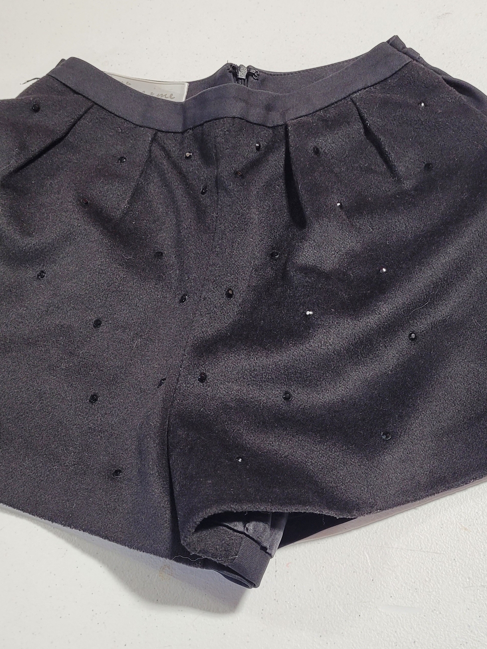 High-Waist Black Embellished Women's Shorts